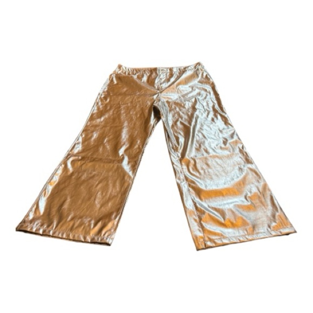 PrettyLittleThing Plus Silver Metallic Coated Straight Leg Trousers NWT